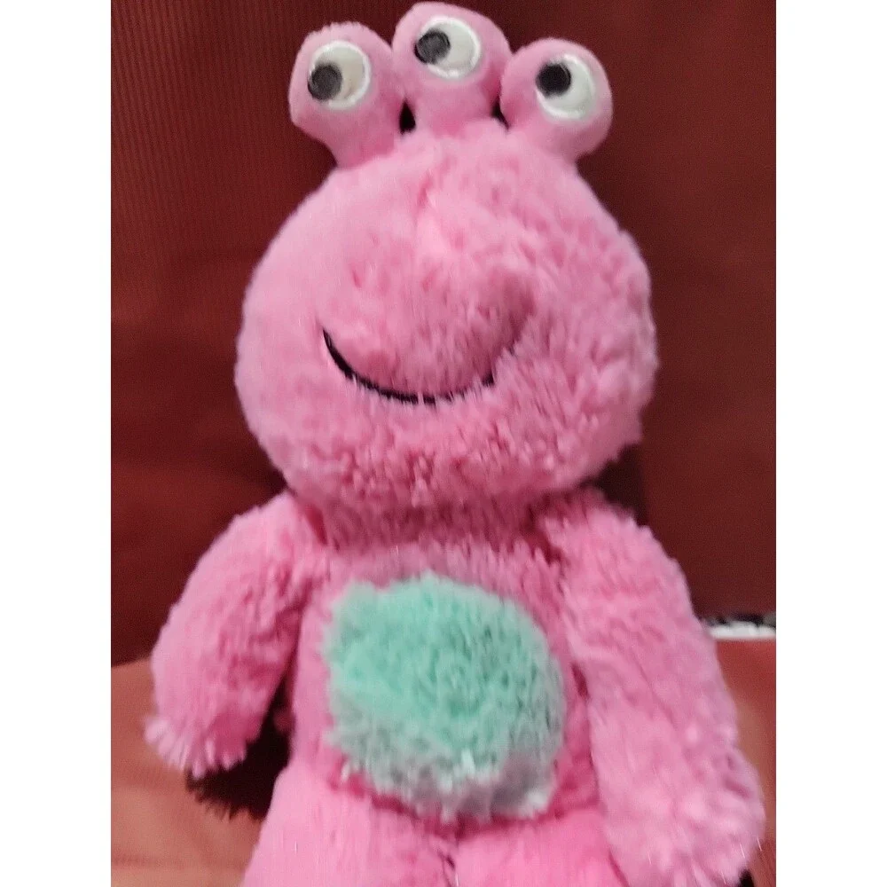 Carters Pink Alien Plush Three Eyes Monster Baby Lovey Nursery Blue‎ Belly 11”